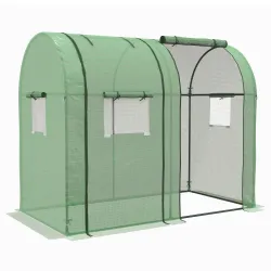 Invernadero Resistente con 4 Ventanas 2 Puertas con Cremallera Anti-UV para Cultivo de Plantas 185x94x150 cm Verde - Ogal.Es