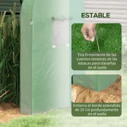 Invernadero Resistente con 4 Ventanas 2 Puertas con Cremallera Anti-UV para Cultivo de Plantas 185x94x150 cm Verde - Ogal.Es