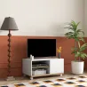 Mueble TV con Ruedas Mueble de Salón Mesa para Televisores de 42" con Puerta y 2 Estantes 80x45x39,5 cm Blanco - Ogal.Es