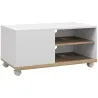 Mueble TV con Ruedas Mueble de Salón Mesa para Televisores de 42" con Puerta y 2 Estantes 80x45x39,5 cm Blanco - Ogal.Es