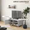 Mueble TV con Ruedas Mueble de Salón Mesa para Televisores de 42" con Puerta y 2 Estantes 80x45x39,5 cm Blanco - Ogal.Es