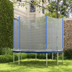 Red de Trampolín Redondo Ø244 cm para Exterior con Anti-UV y Puerta con Cremallera para 6 Postes Rectos Azul - Ogal.Es