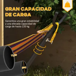 Soporte para Hamacas con Rueda 2 Ganchos Ajustables en 6 Niveles y Bolsa de Transporte Carga 220 kg 290x120x115 ... - Ogal.Es