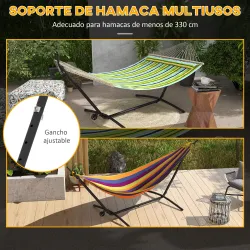 Soporte para Hamacas con Rueda 2 Ganchos Ajustables en 6 Niveles y Bolsa de Transporte Carga 220 kg 290x120x115 ... - Ogal.Es