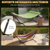 Soporte para Hamacas con Rueda 2 Ganchos Ajustables en 6 Niveles y Bolsa de Transporte Carga 220 kg 290x120x115 ... - Ogal.Es