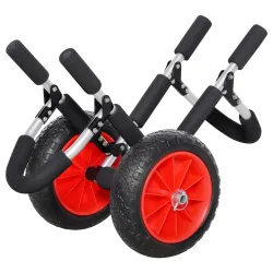 Carrito para Tablas de Surf Plegable con 2 Ruedas Carga 45 kg y Marco de Aluminio 64x55x38,5 cm Negro y Rojo - Ogal.Es