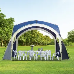 Toldo Camping Plegable 3,5x3,5 m con Gancho Bolsa de Transporte Impermeable y Protección UV para Terraza Playa Azul - Ogal.Es