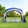 Toldo Camping Plegable 3,5x3,5 m con Gancho Bolsa de Transporte Impermeable y Protección UV para Terraza Playa Azul - Ogal.Es