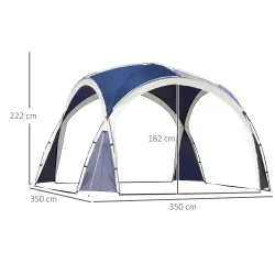 Toldo Camping Plegable 3,5x3,5 m con Gancho Bolsa de Transporte Impermeable y Protección UV para Terraza Playa Azul - Ogal.Es
