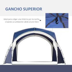 Toldo Camping Plegable 3,5x3,5 m con Gancho Bolsa de Transporte Impermeable y Protección UV para Terraza Playa Azul - Ogal.Es