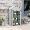 Invernadero de Jardín con 3 Estantes 1 Puerta con Cremallera para Cultivo de Plantas 59x39x127 cm Blanco - Ogal.Es