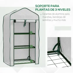 Invernadero de Jardín con 3 Estantes 1 Puerta con Cremallera para Cultivo de Plantas 59x39x127 cm Blanco - Ogal.Es