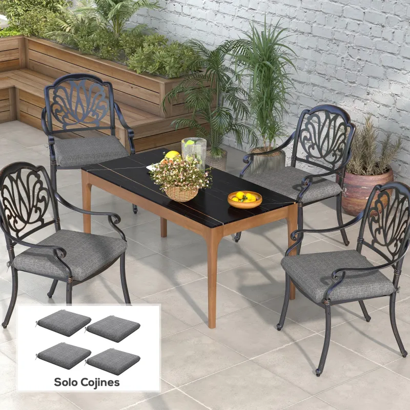 Conjunto de 4 Cojines para Sillas de Comedor 47x47x7cm Impermeable y Protección UV 50+ para Interior y Exterior ... - Ogal.Es