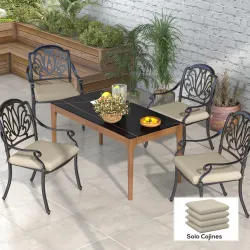 Conjunto de 4 Cojines para Sillas de Comedor 47x47x7cm Impermeable y Protección UV 50+ para Interior y Exterior ... - Ogal.Es