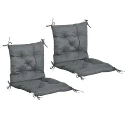 Conjunto de 2 Cojines para Silla 50x98x8 cm con Respaldo 6 Cordones de Fijación para Jardín Terraza Balcón Gris ... - Ogal.Es