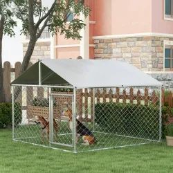 Jaula de Exterior para Perros Medianos con Cerradura Marco de Acero Toldo Impermeable y Anti-UV 200x200x150 cm P... - Ogal.Es
