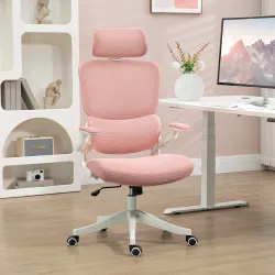 Silla de Malla Giratoria Silla de Escritorio Basculante con Respaldo Alto Reposacabezas Reposabrazos 62x58x133 c... - Ogal.Es