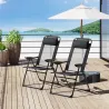 Conjunto de 2 Sillas de Camping Plegables con Reposacabezas Desmontable y Respaldo Reclinable 62x70x109 cm Negro - Ogal.Es