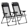 Conjunto de 2 Sillas de Camping Plegables con Reposacabezas Desmontable y Respaldo Reclinable 62x70x109 cm Negro - Ogal.Es