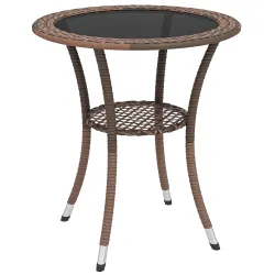 Mesa de Jardín Redonda Ø64x71 cm con Estante Marco de Acero y Encimera de Cristal Carga 50 kg para Terraza Patio... - Ogal.Es