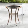 Mesa de Jardín Redonda Ø64x71 cm con Estante Marco de Acero y Encimera de Cristal Carga 50 kg para Terraza Patio... - Ogal.Es