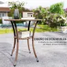 Mesa de Jardín Redonda Ø64x71 cm con Estante Marco de Acero y Encimera de Cristal Carga 50 kg para Terraza Patio... - Ogal.Es