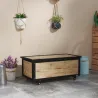 Baúl de Exterior de Madera con 4 Ruedas para Jardín Patio Balcón 100x50x43 cm Natural y Negro - Ogal.Es