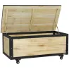 Baúl de Exterior de Madera con 4 Ruedas para Jardín Patio Balcón 100x50x43 cm Natural y Negro - Ogal.Es