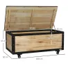 Baúl de Exterior de Madera con 4 Ruedas para Jardín Patio Balcón 100x50x43 cm Natural y Negro - Ogal.Es