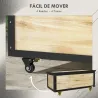 Baúl de Exterior de Madera con 4 Ruedas para Jardín Patio Balcón 100x50x43 cm Natural y Negro - Ogal.Es