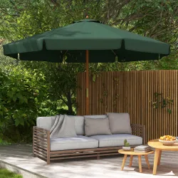 Parasol de Madera Ø325x250 cm con Sistema de Polea Techo de Ventilación y 8 Varillas de Bambú para Terraza Balcó... - Ogal.Es
