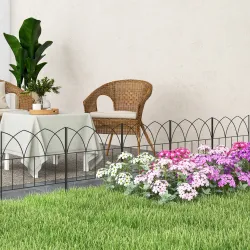 Set de 5 Vallas Decorativas para Jardín de Metal 205x45,5 cm Combinación Libre Barrera para Animales Negro - Ogal.Es