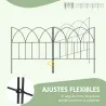 Set de 5 Vallas Decorativas para Jardín de Metal 205x45,5 cm Combinación Libre Barrera para Animales Negro - Ogal.Es