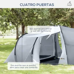Tienda de Campaña Familiar para 4-6 Personas con 2 Ventanas y Bolsa de Transporte Impermeable Anti-UV 590x245x19... - Ogal.Es