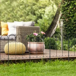 Set de 5 Vallas Decorativas para Jardín Metálicas 305x79,5 cm Combinación Libre Barrera para Animales Negro - Ogal.Es