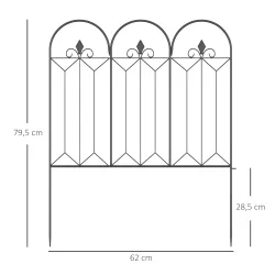 Set de 5 Vallas Decorativas para Jardín Metálicas 305x79,5 cm Combinación Libre Barrera para Animales Negro - Ogal.Es