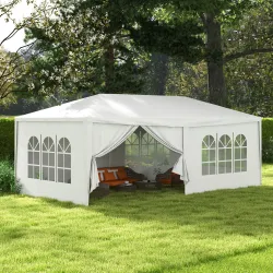 Cenador Desmontable de Exterior 6x3 m con 4 Ventanas 2 Puertas con Cremallera 6 Paredes Laterales e Impermeable ... - Ogal.Es