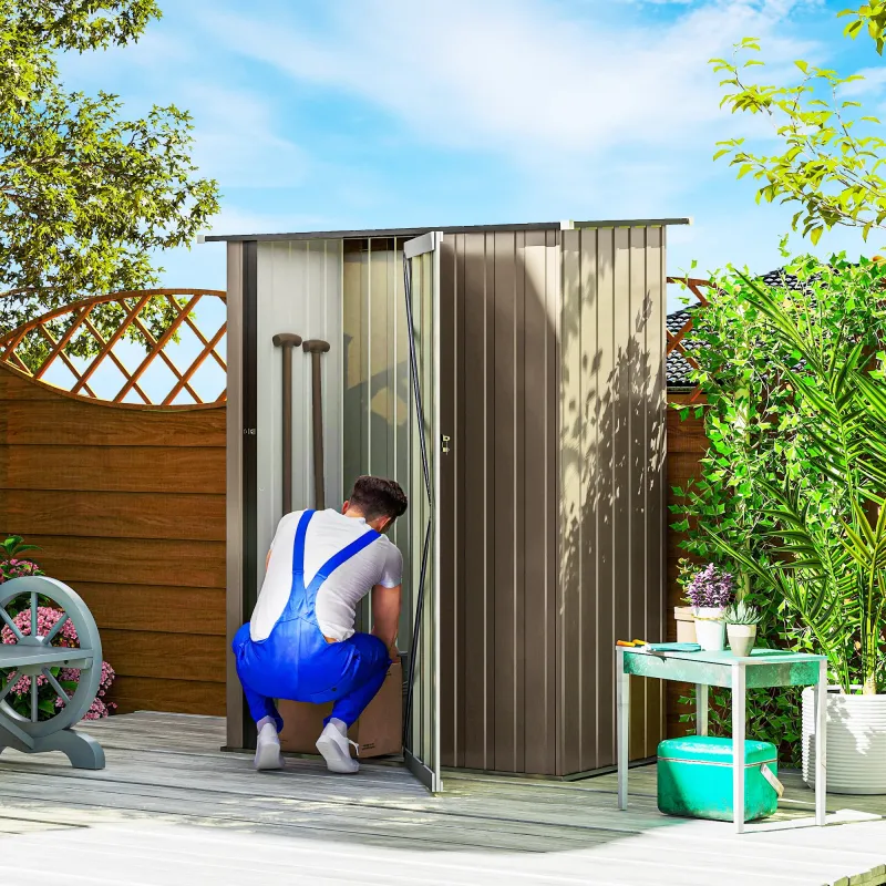 Cobertizo Exterior 1,07m² 142x84x189 cm con Puerta y Orificios de Drenaje para Almacenamiento de Herramientas Ma... - Ogal.Es