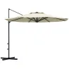 Sombrilla de Jardín Ajustable Ø294x242 cm con Poste Giratorio 360° Ángulo de Techo Ajustable y Ventilación Crema - Ogal.Es
