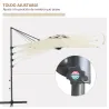 Sombrilla de Jardín Ajustable Ø294x242 cm con Poste Giratorio 360° Ángulo de Techo Ajustable y Ventilación Crema - Ogal.Es