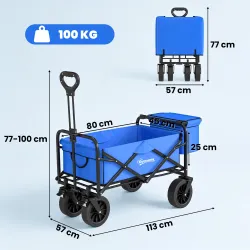 Carro Plegable con Bolsa Térmica Desmontable Longitud y Ángulo del Mango Ajustables y Bolsa de Transporte Azul - Ogal.Es
