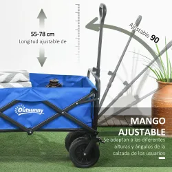 Carro Plegable con Bolsa Térmica Desmontable Longitud y Ángulo del Mango Ajustables y Bolsa de Transporte Azul - Ogal.Es
