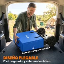 Carro Plegable con Toldo Desmontable Longitud y Ángulo del Mango Ajustables y Bolsa de Transporte Carga 100 kg Azul - Ogal.Es
