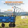 Carro Plegable con Toldo Desmontable Longitud y Ángulo del Mango Ajustables y Bolsa de Transporte Carga 100 kg Azul - Ogal.Es
