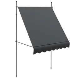 Toldo Manual Retráctil con Manivela 200x120x210-300 cm con Altura Ajustable Impermeable y Anti-UV Gris Oscuro - Ogal.Es