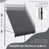 Toldo Manual Retráctil con Manivela 200x120x210-300 cm con Altura Ajustable Impermeable y Anti-UV Gris Oscuro - Ogal.Es