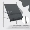 Toldo Manual Retráctil con Manivela 200x120x210-300 cm con Altura Ajustable Impermeable y Anti-UV Gris Oscuro - Ogal.Es