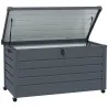 Baúl de Exterior de Acero Galvanizado con 4 Ruedas 2 Asas y 1 Cerradura con Llave 120x62x66 cm Gris Oscuro - Ogal.Es