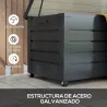 Baúl de Exterior de Acero Galvanizado con 4 Ruedas 2 Asas y 1 Cerradura con Llave 120x62x66 cm Gris Oscuro - Ogal.Es