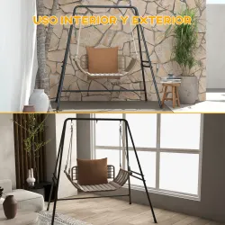 Soporte para Silla Colgante Sostén para Columpio con Marco de Acero Carga 150 kg para Patio Terraza Negro - Ogal.Es